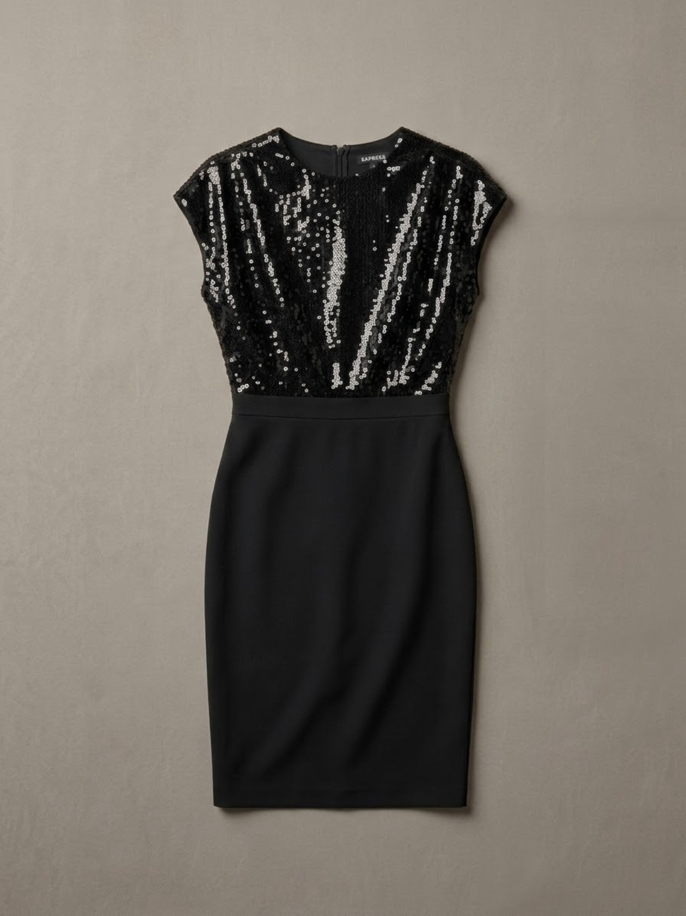 Express Black Sequin Top Sheath Midi Dress Size M